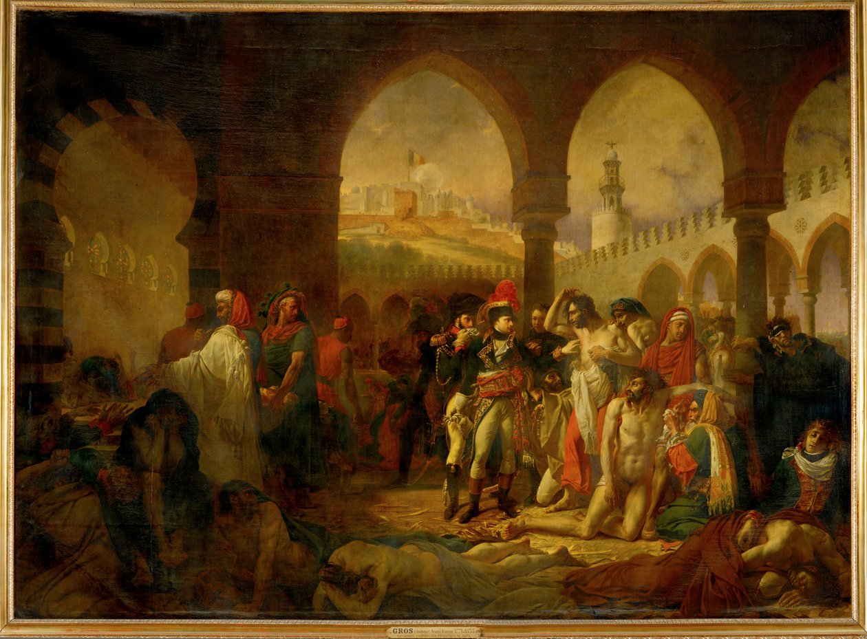 Bonaparte visitando a las víctimas de la peste en Jaffa ... de Antoine Jean Gros