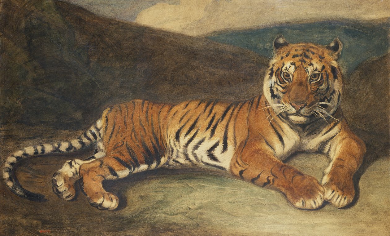 Tigre reclinado de Antoine Louis Barye