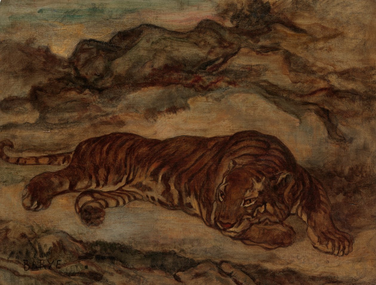 Tigre en reposo, ca. 1850-65 de Antoine Louis Barye
