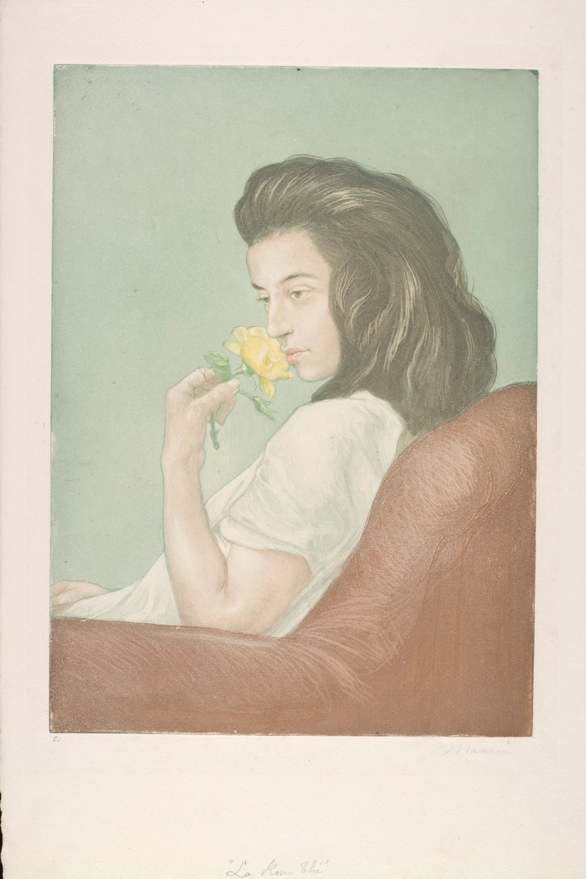 La rosa del té, c.1900 (aguafuerte en color) de Antoine Maurin