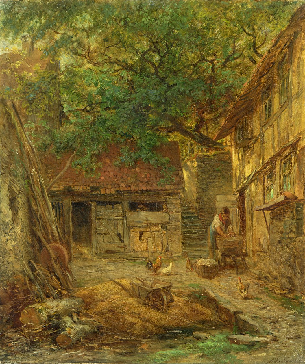 Patio de una granja, 1862 de Anton Burger