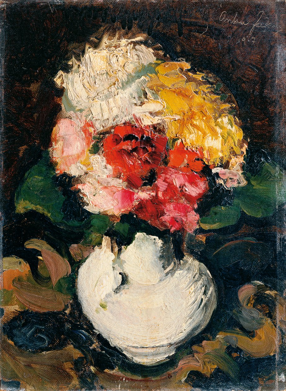 Ramo de flores en un florero blanco de Anton Faistauer
