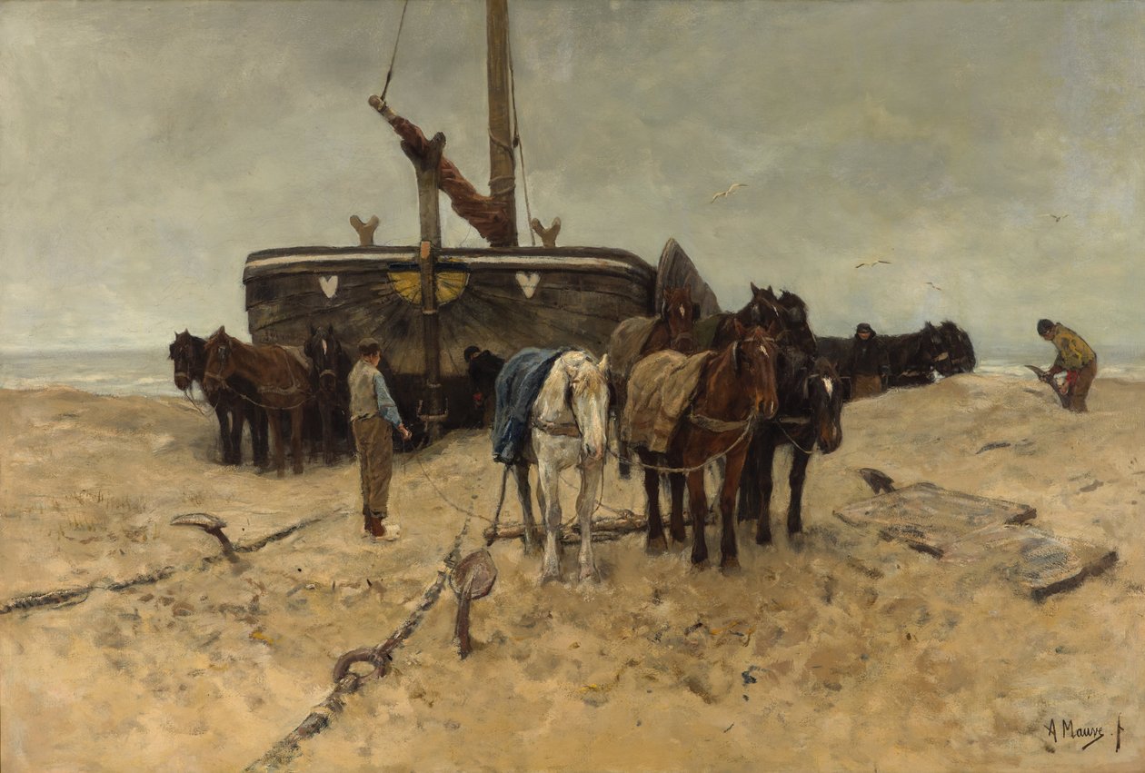 Barco de pesca en la playa de Anton Mauve