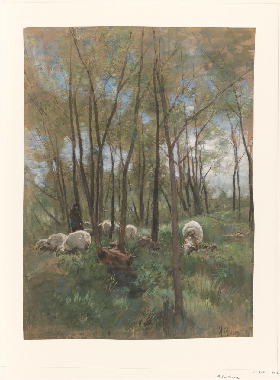 Rebaño de ovejas en un bosque de Anton Mauve