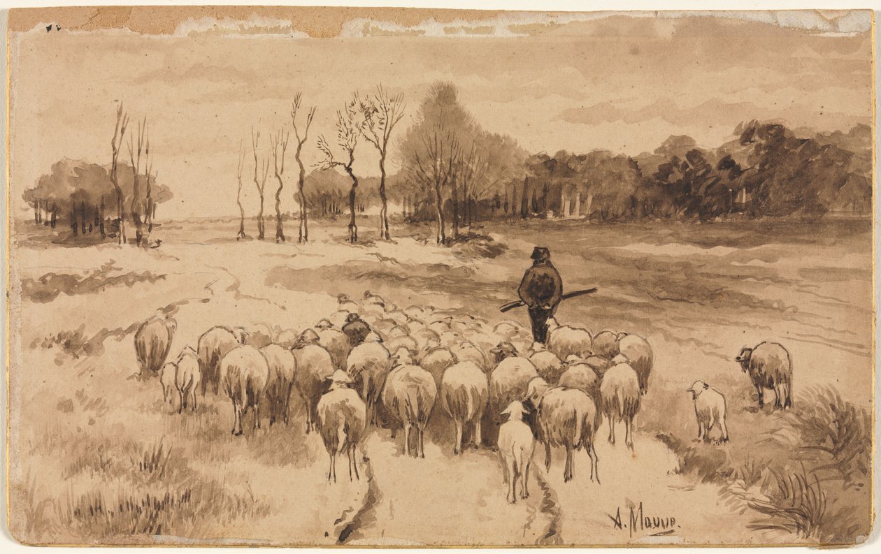 pastor con su rebaño de Anton Mauve