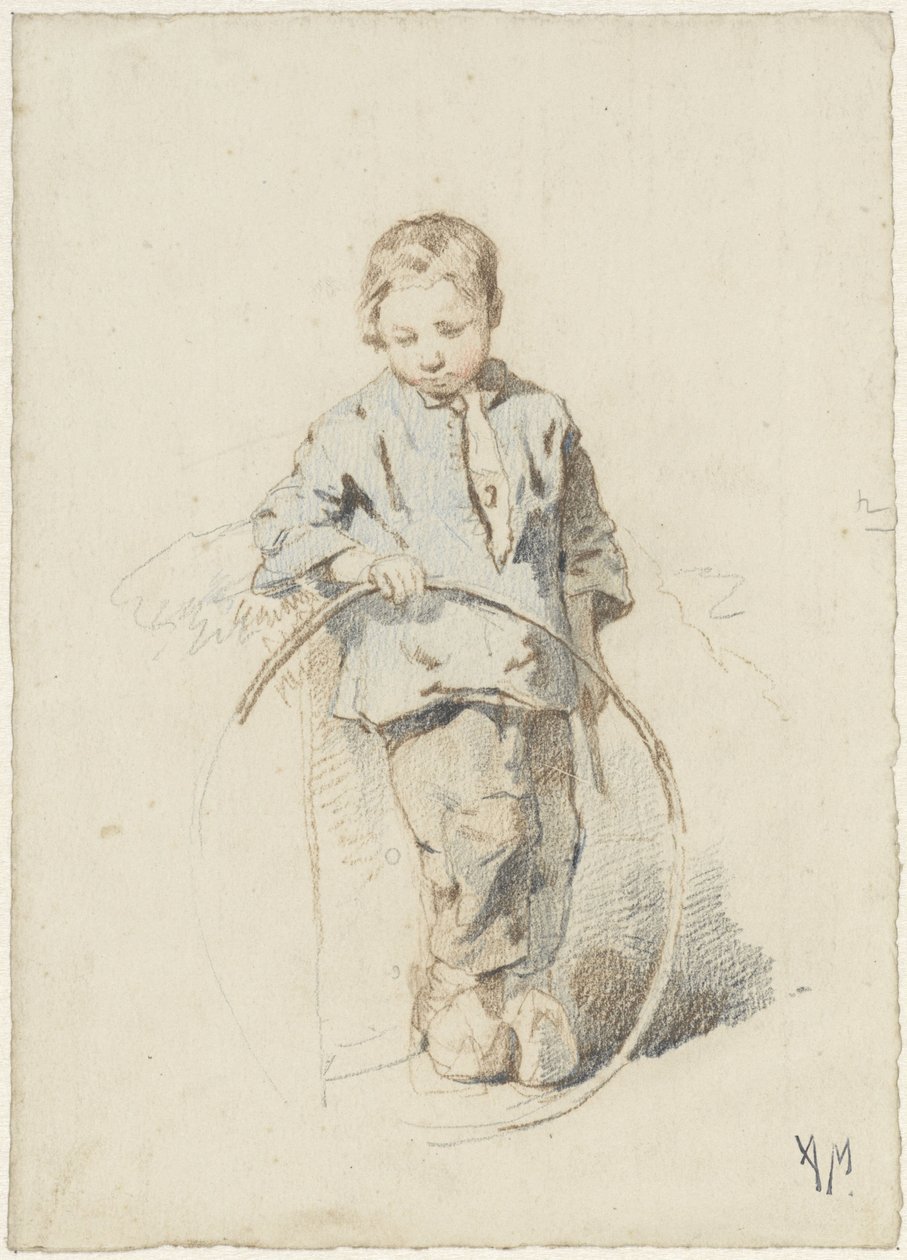 Niño de pie con un aro de Anton Mauve