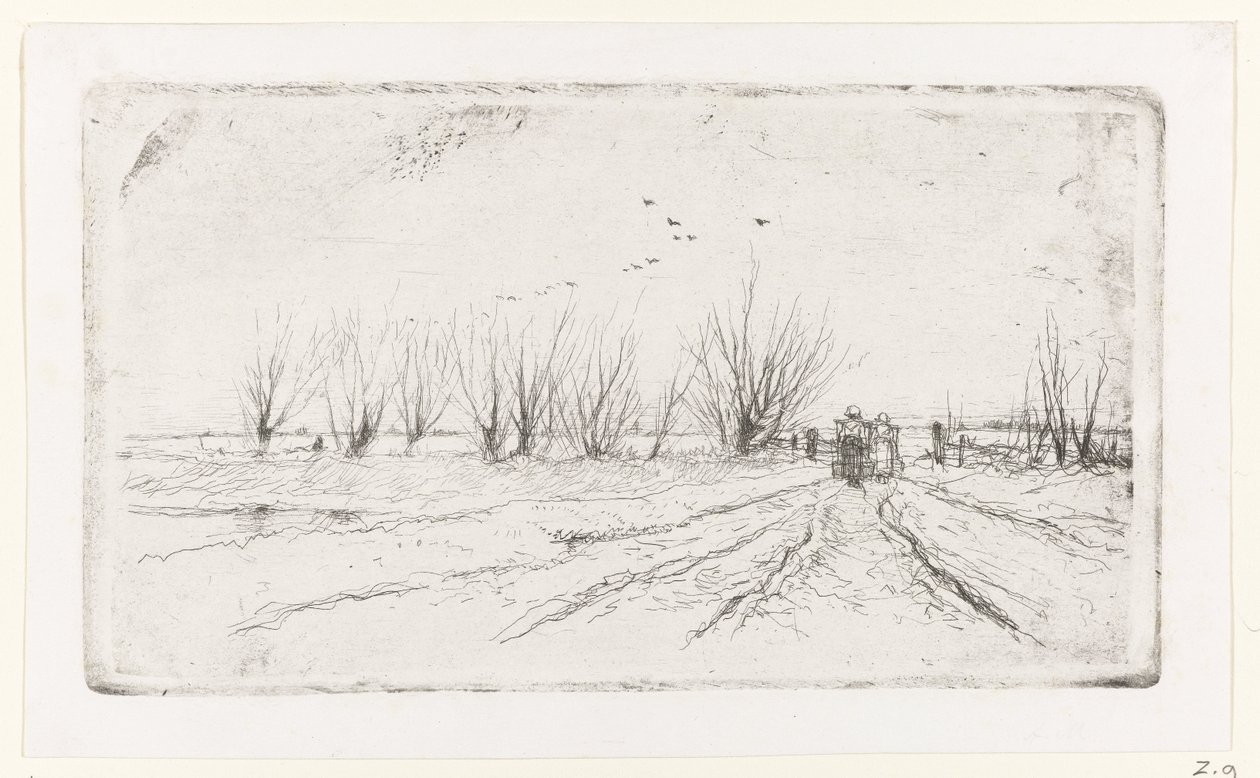 Paisaje de invierno con lecheras de Anton Mauve