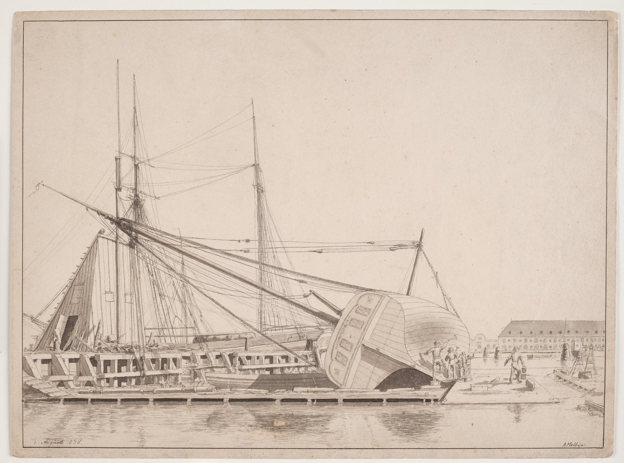 Junto a un astillero. Puerto de Copenhague de Anton Melbye