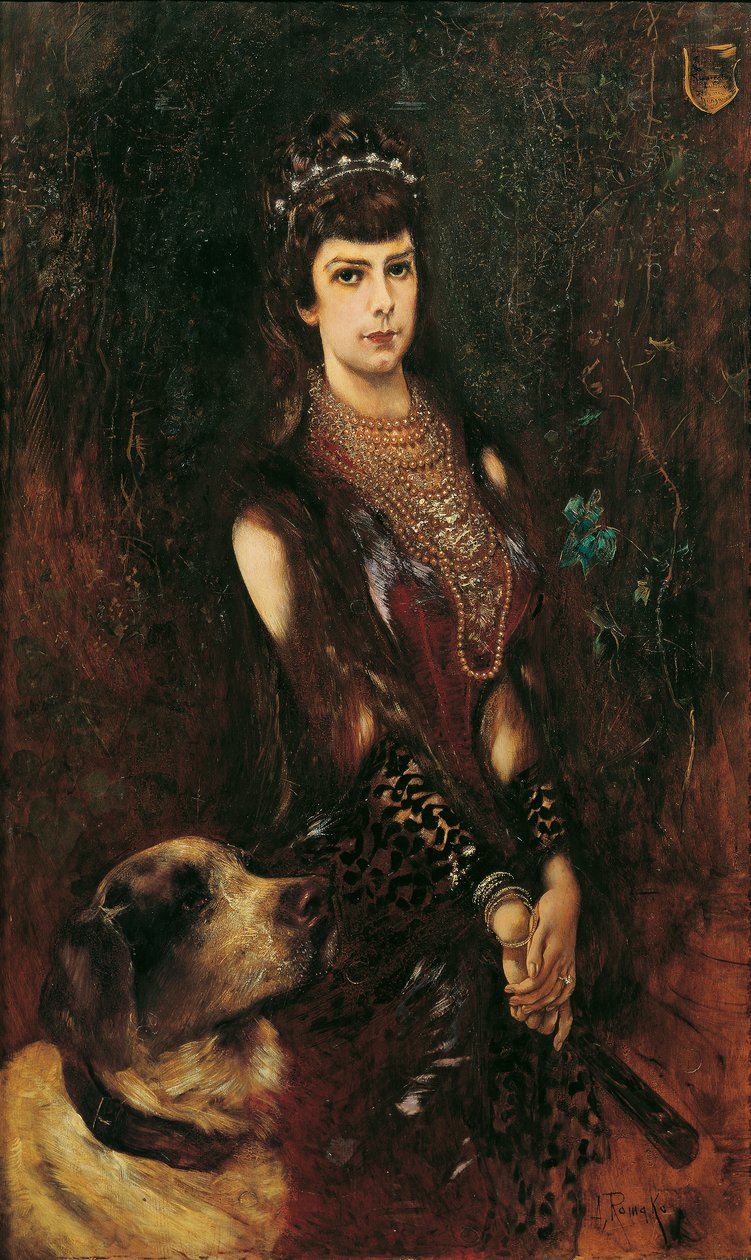 Emperatriz Elisabeth con perro San Bernardo de Anton Romako