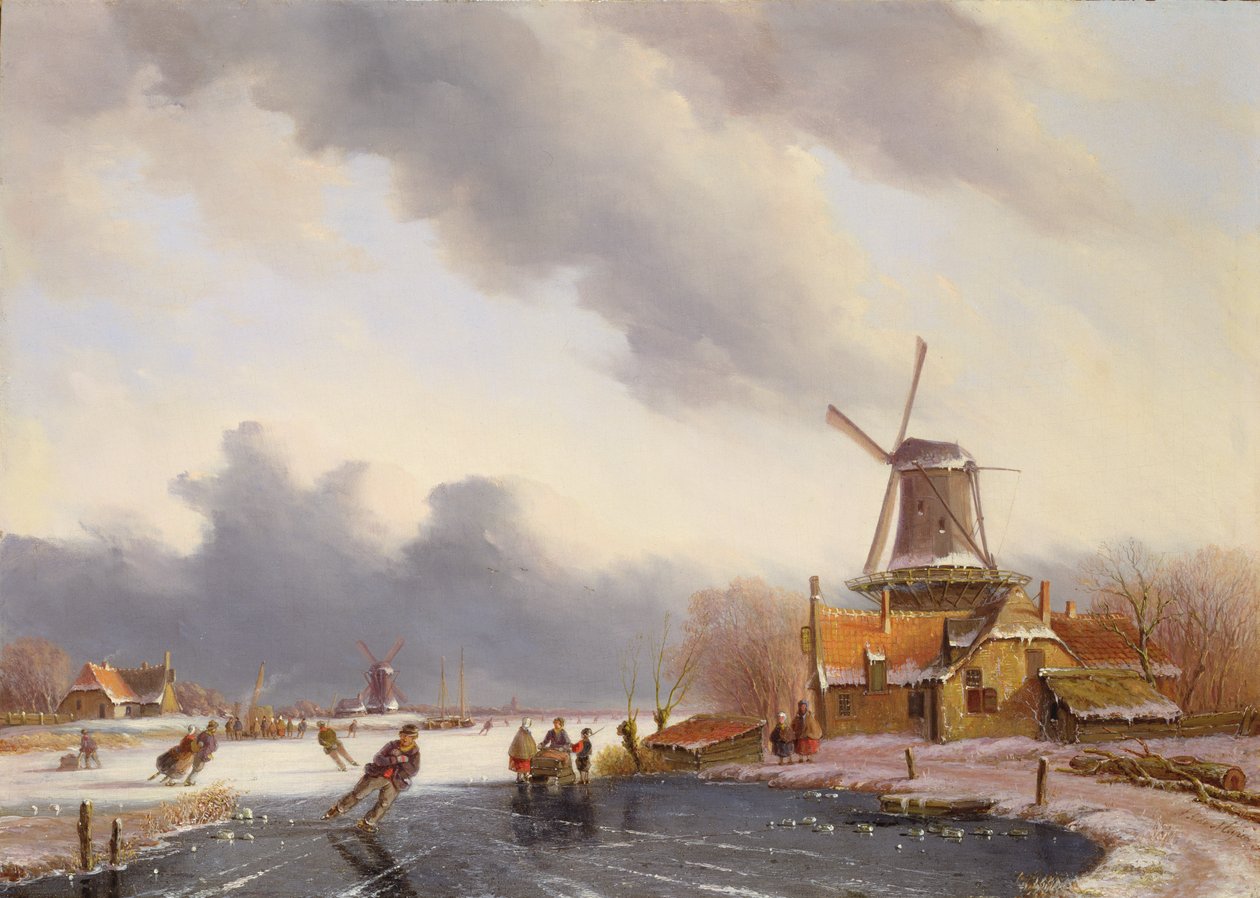 Escena de Invierno con Patinadores de Antonij Andreas de Meyer