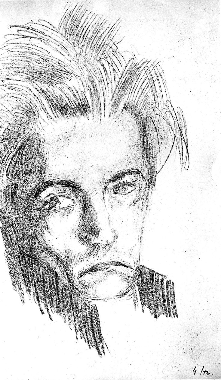 Autorretrato (litografía) de Antonin Artaud