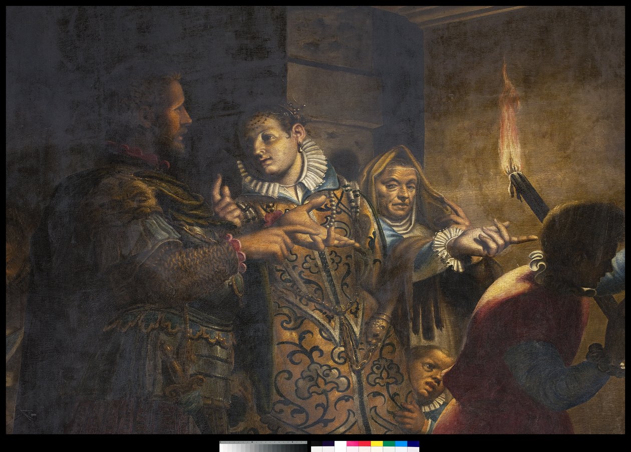 La emperatriz Faustina visitando a Santa Catalina de Alejandría en prisión de Antonio Campi