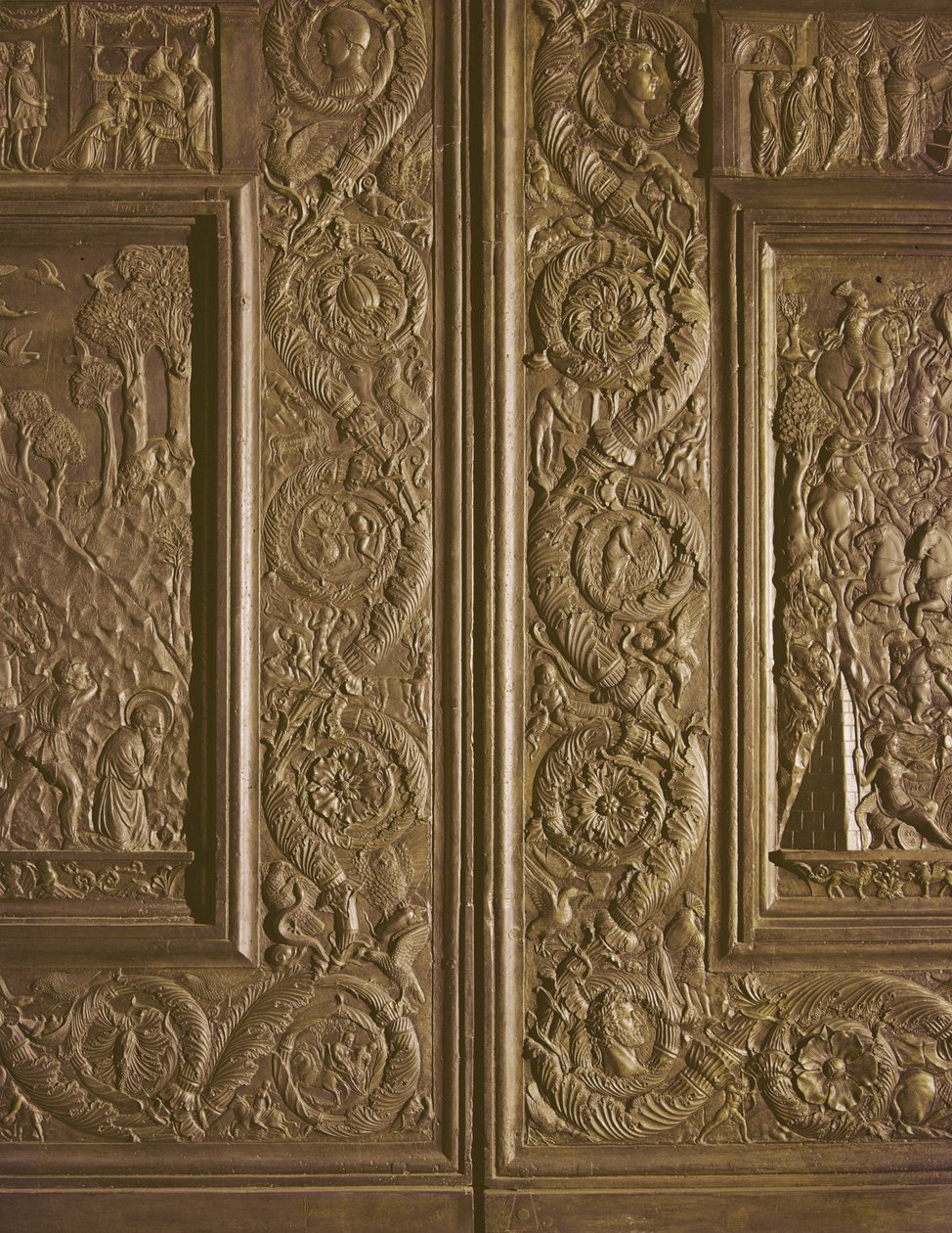 Detalle de la puerta central de la basílica, decorada 1439-45 (bronce) de Antonio Filarete