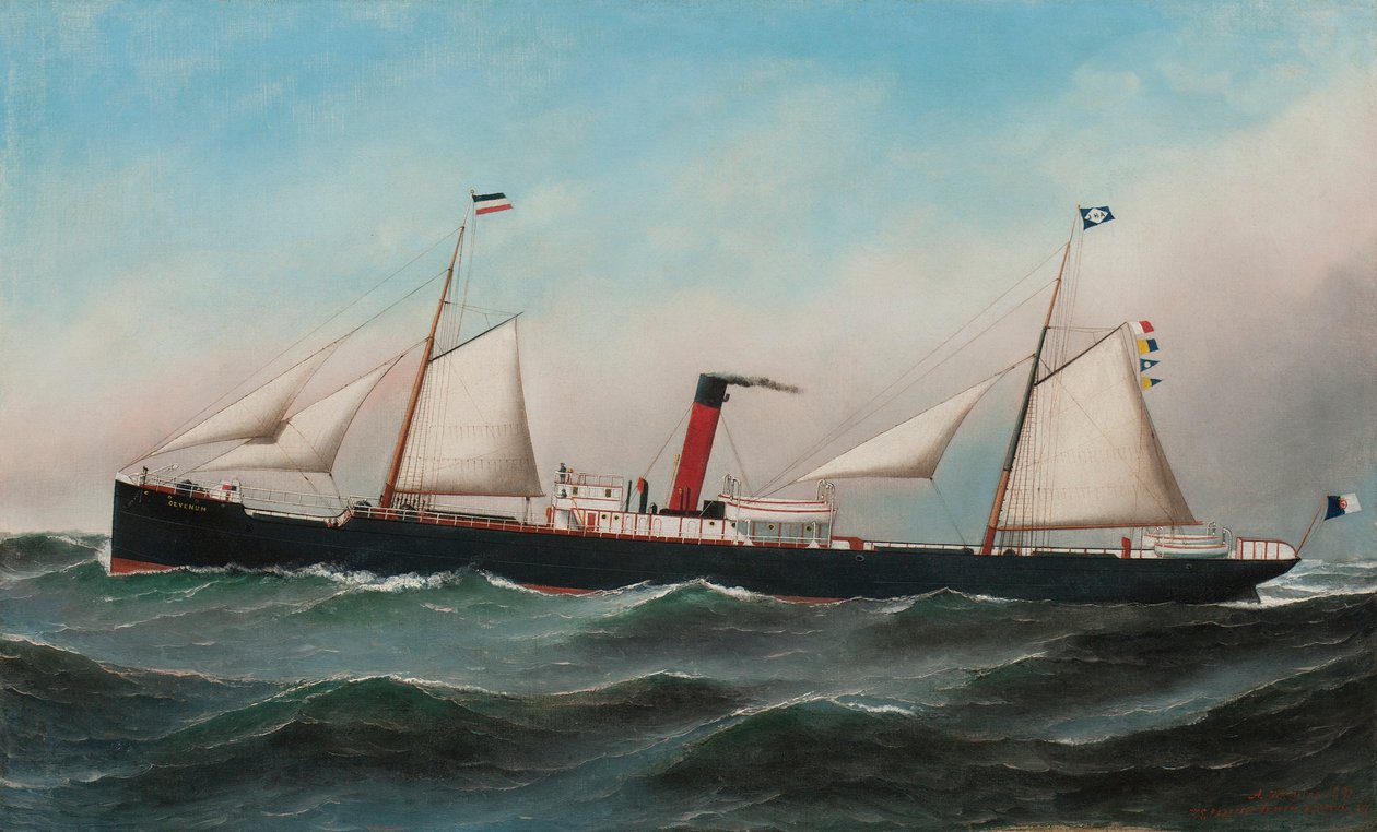 El S.S. Oevenum en el mar, 1891 de Antonio Jacobsen
