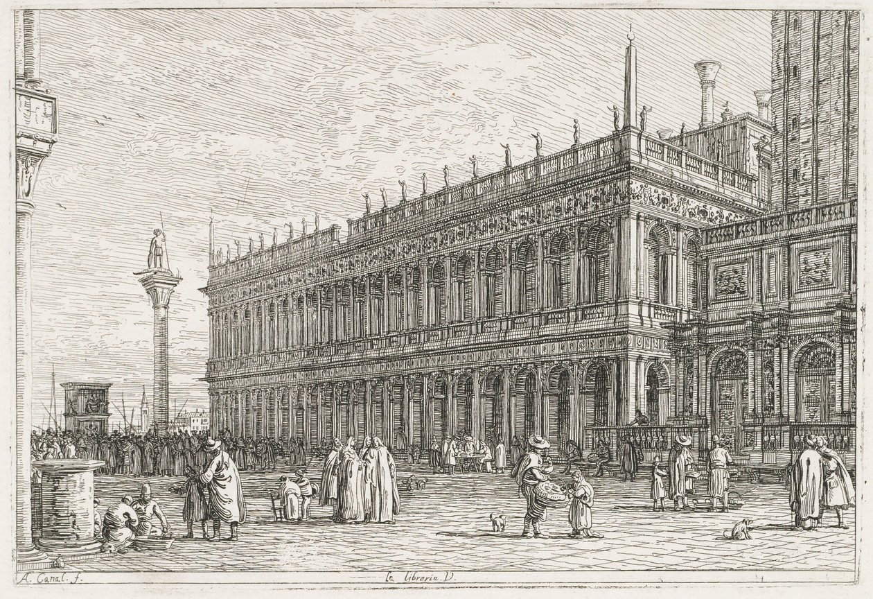 Vistas: La biblioteca, Venecia, 1735-1746 de Giovanni Antonio Canal