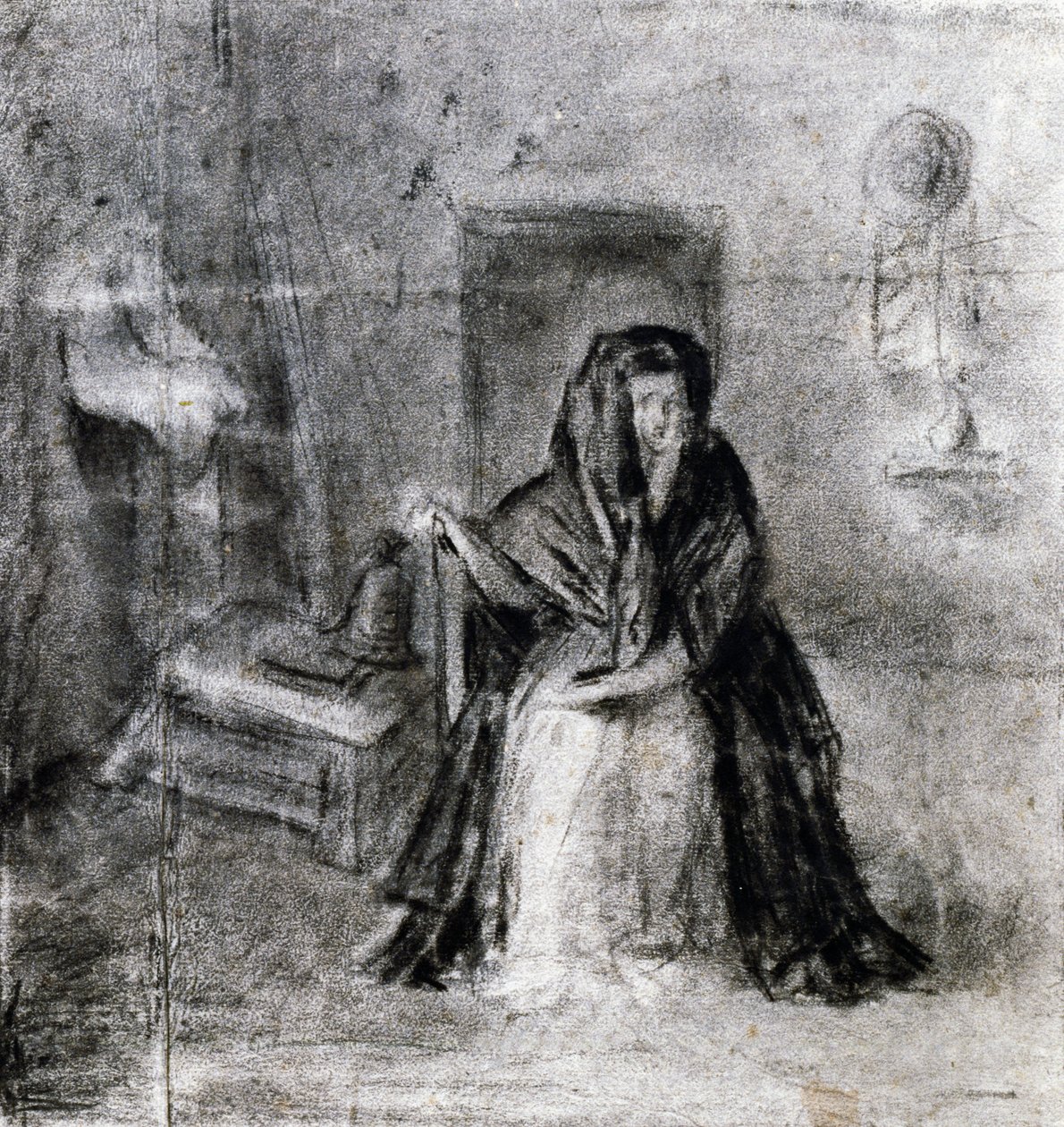 Mujer sentada, por Antonio Canova (1757-1822), dibujo de Antonio Canova