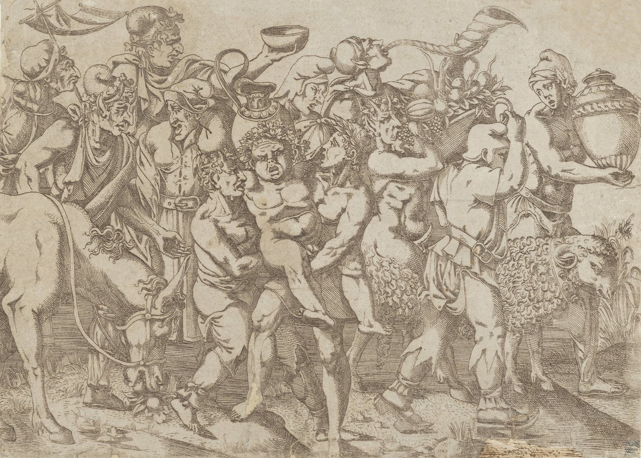 Silenus Llevado, 1543 de Antonio Fantuzzi