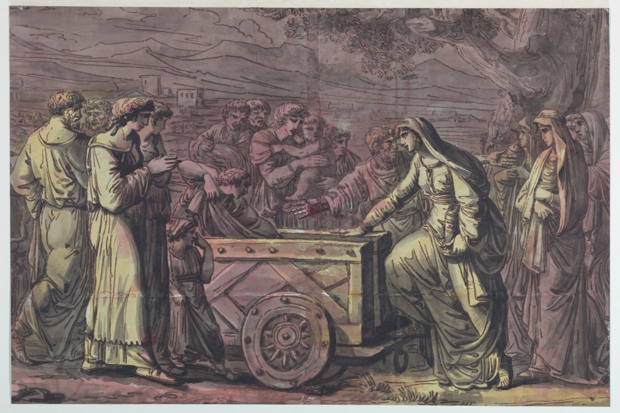 Lucius Albinius Rescata a las Vírgenes Vestales de Antonio Giuseppe Basoli