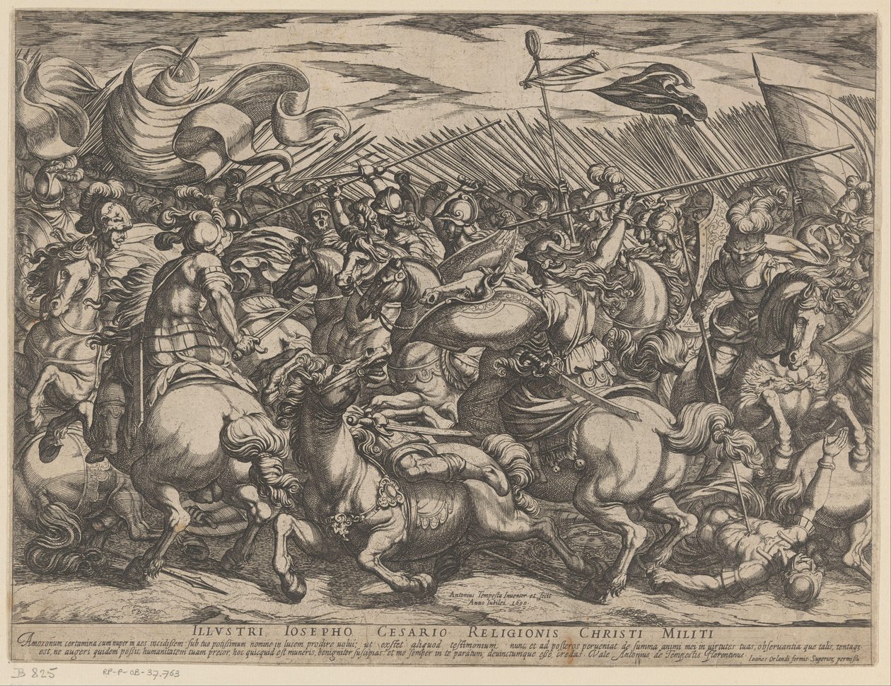 Batalla entre los griegos y las amazonas de Antonio Tempesta