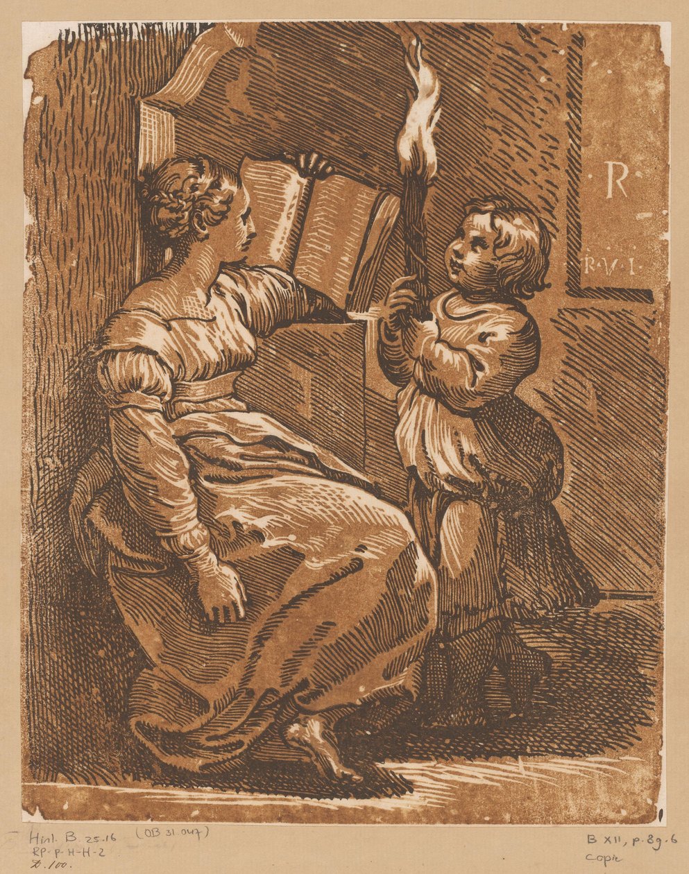 Lectura Sibyl con niño de Antonio da Trento (attributed to)