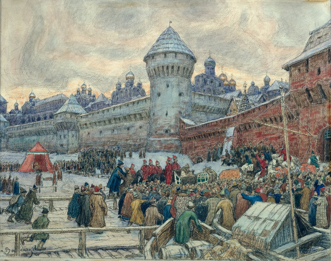 Moscú antigua, partida después de una pelea de Apollinari Mikhailovich Vasnetsov