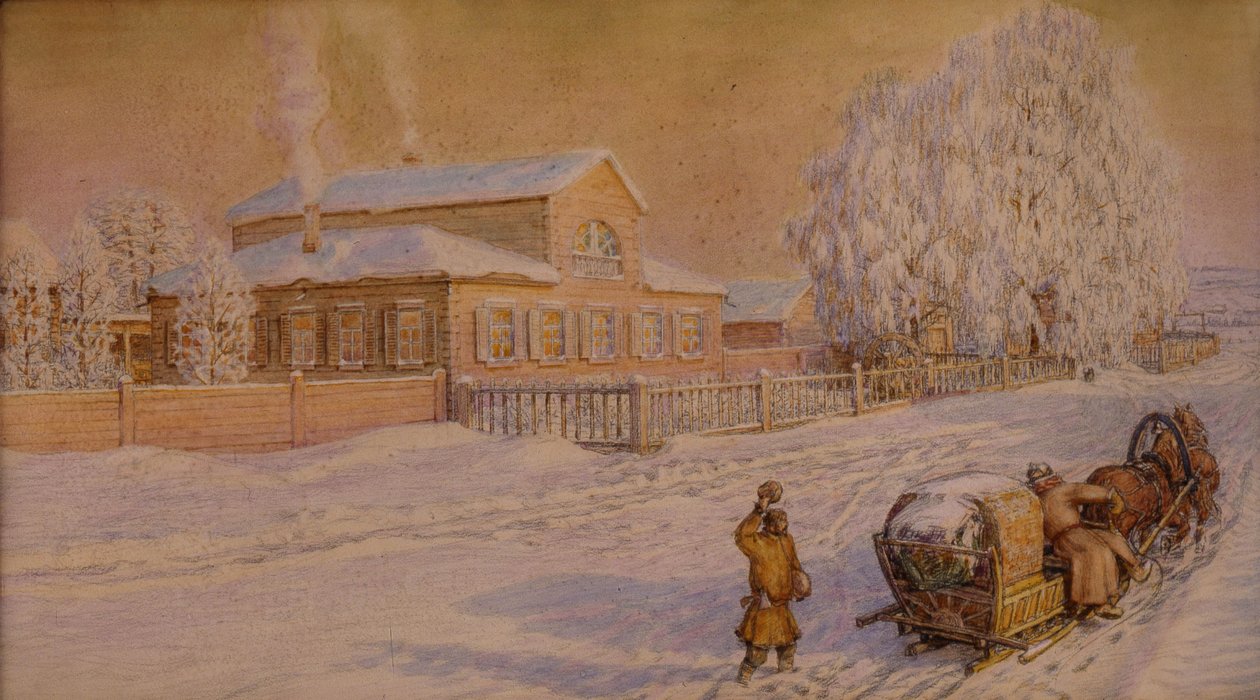 Nuestra casa en Ryabovo, 1918-1919 de Apollinari Mikhailovich Vasnetsov