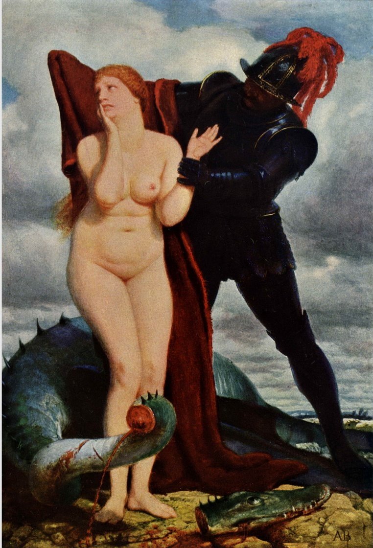 Angélica, custodiada por un dragón de Arnold Böcklin