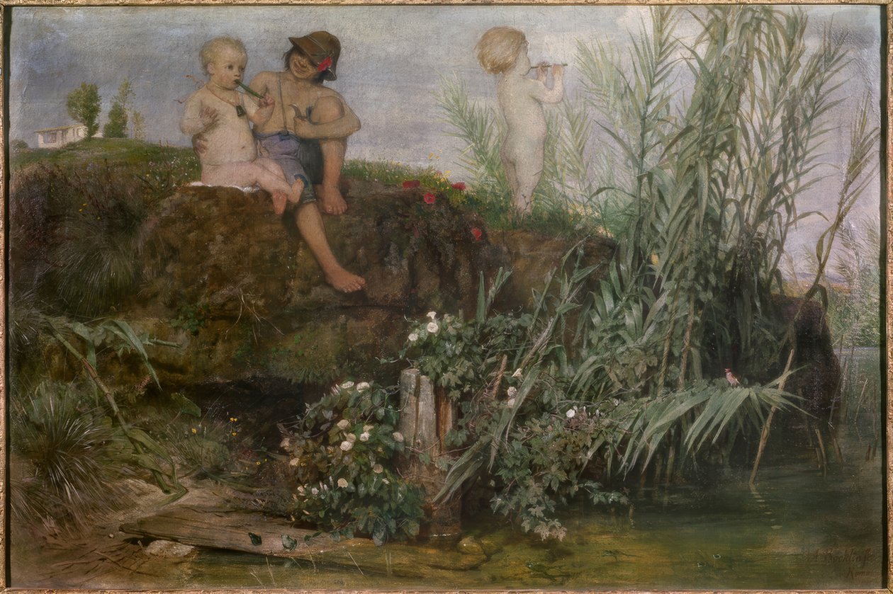 Niños tallando pipas de mayo de Arnold Böcklin