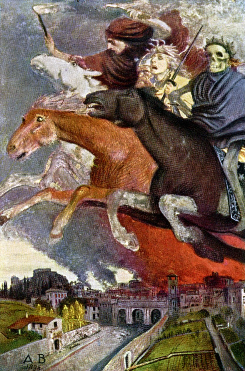 Alegoría de la guerra, c.1910 (postal) de Arnold Böcklin