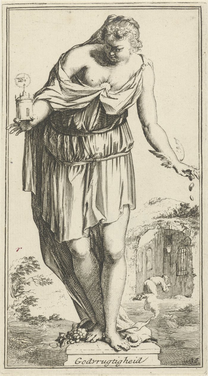 Personificación de la piedad Piedad (título sobre el objeto) Cuarenta y una piezas, varias estatuas de Sinne (título de la serie) de Arnold Houbraken