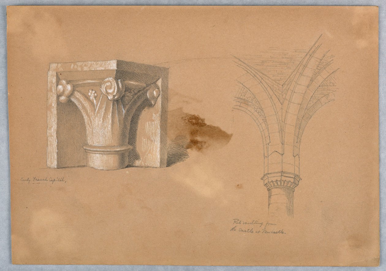 Dos estudios de detalles arquitectónicos de Arnold William Brunner