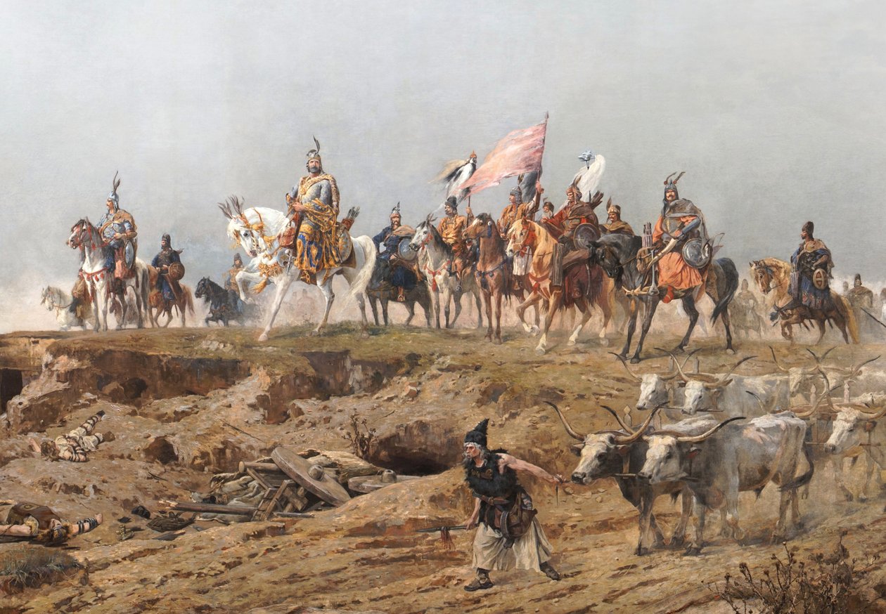 La llegada de los húngaros (Feszty-panoráma), detalle de Arpad Feszty
