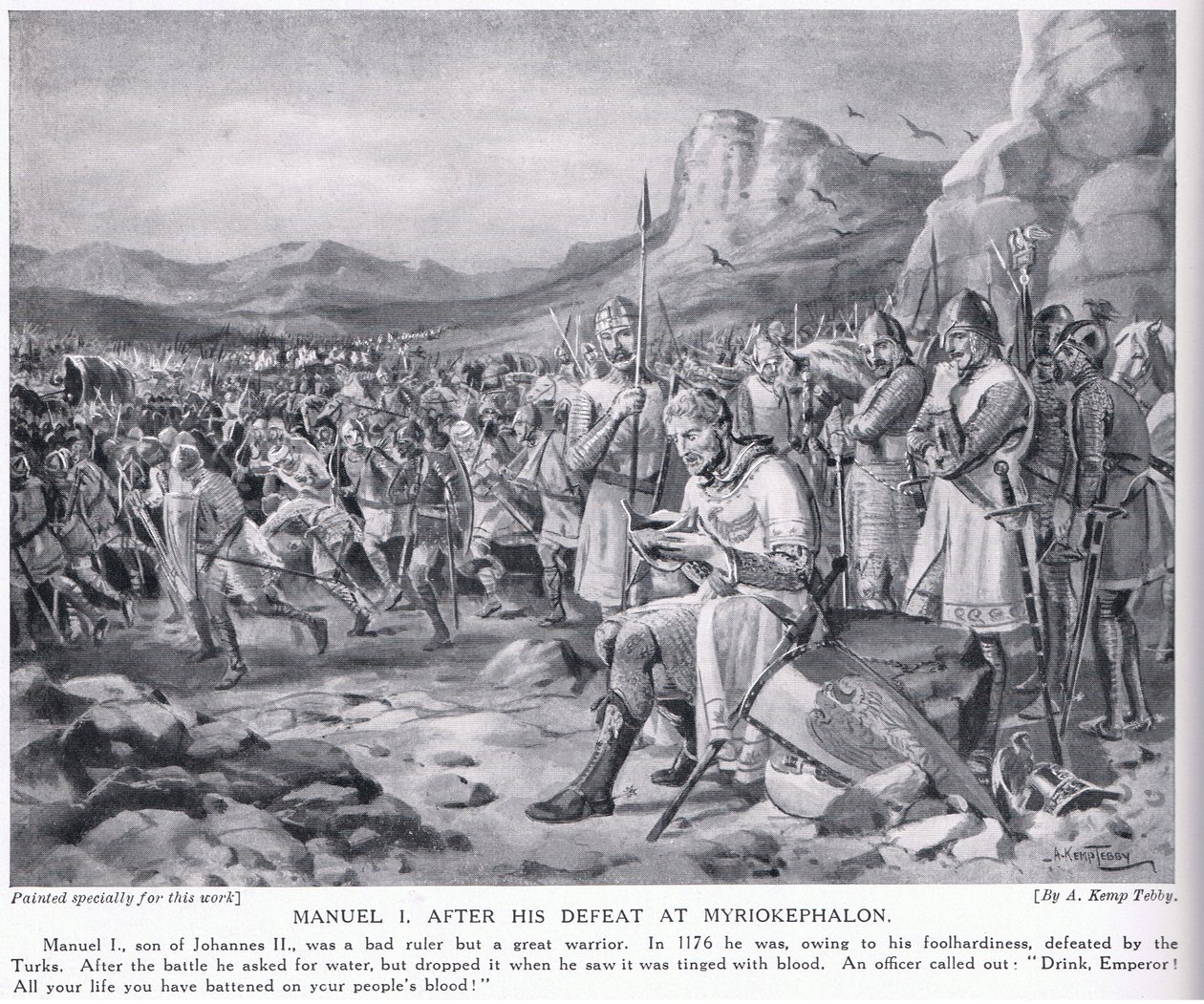 Manuel I, después de su derrota en Myriokephalon 1176 d.C. de Arthur Kemp Tebby