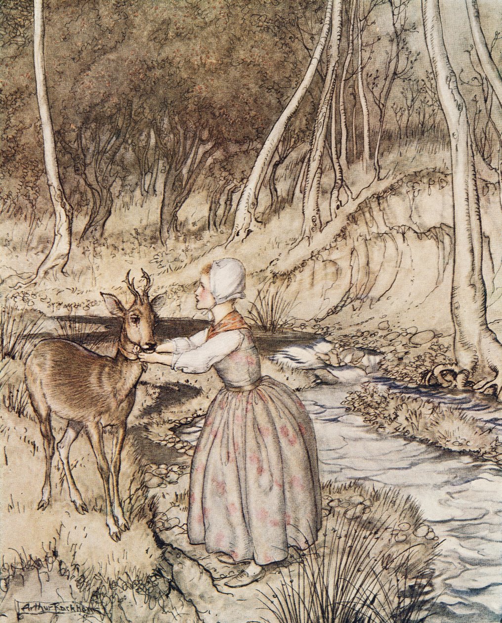 Hermanito y hermanita, de Hermanito y hermanita y otros cuentos de los hermanos Grimm, pub. 1917 de Arthur Rackham