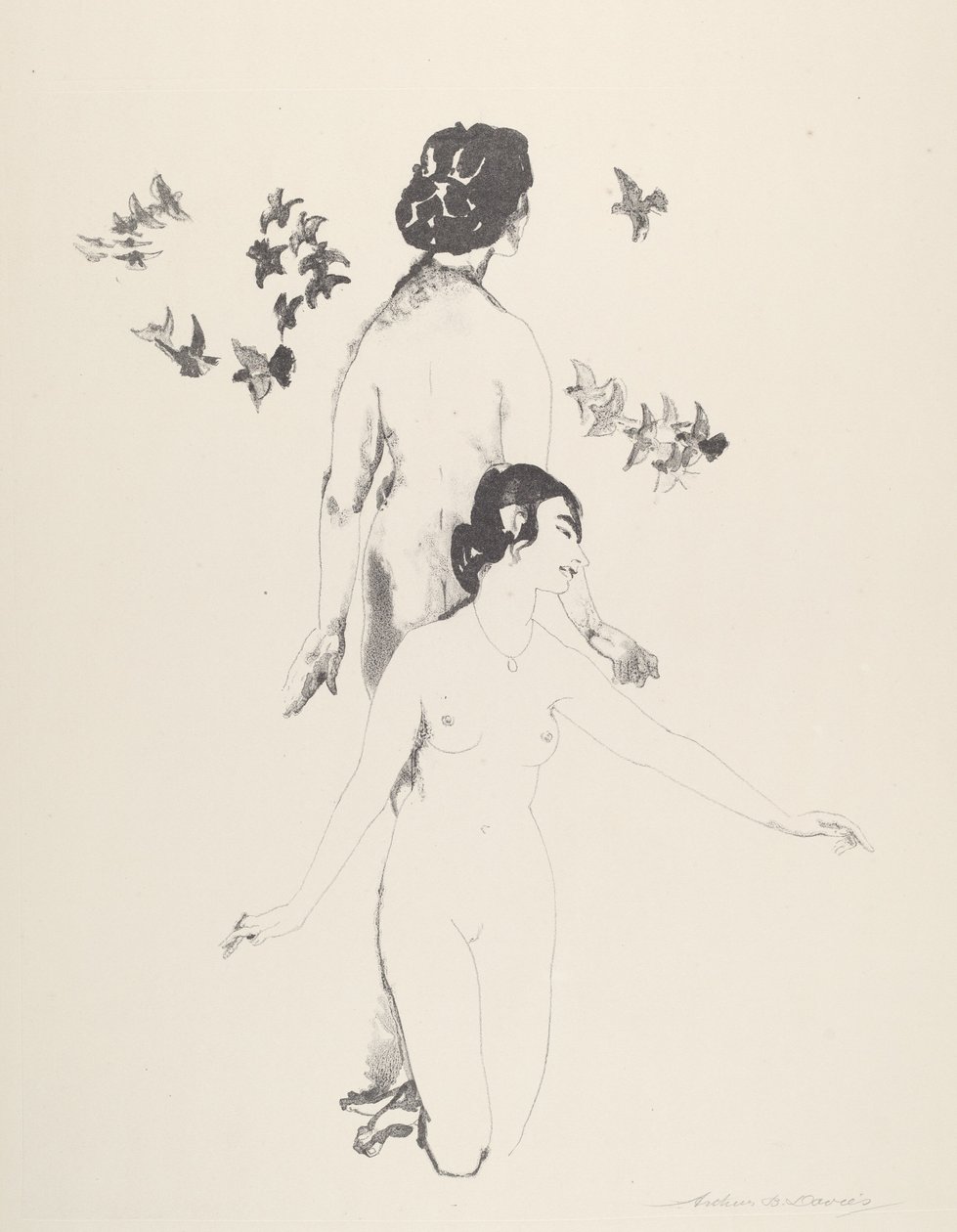 Palomas en círculo de Arthur B. Davies