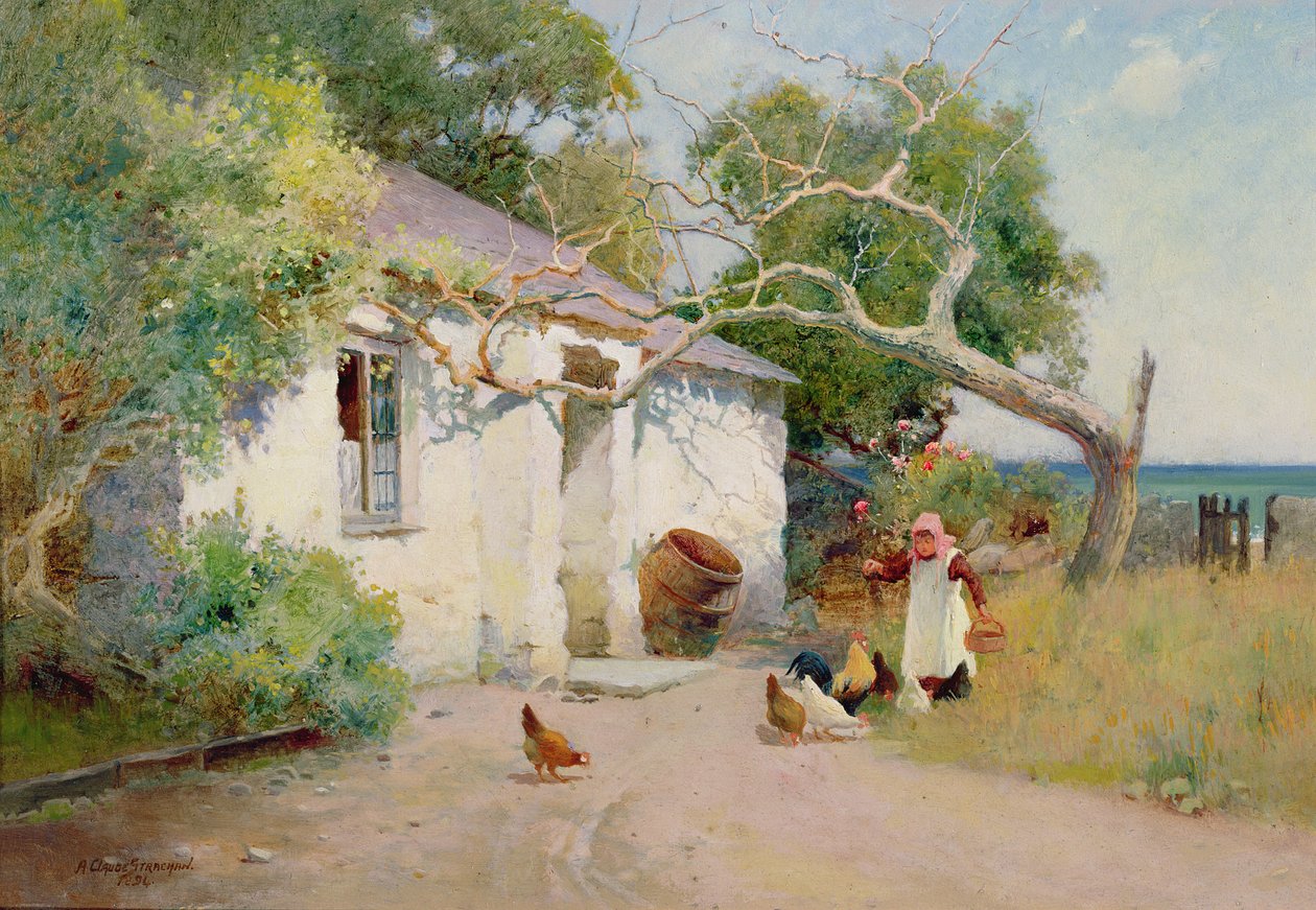 Alimentando a las Gallinas, 1894 de Arthur Claude Strachan