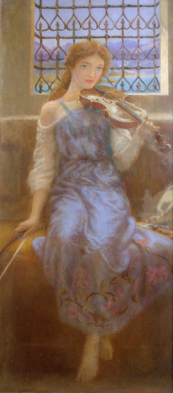 Niña con violín de Arthur Hughes