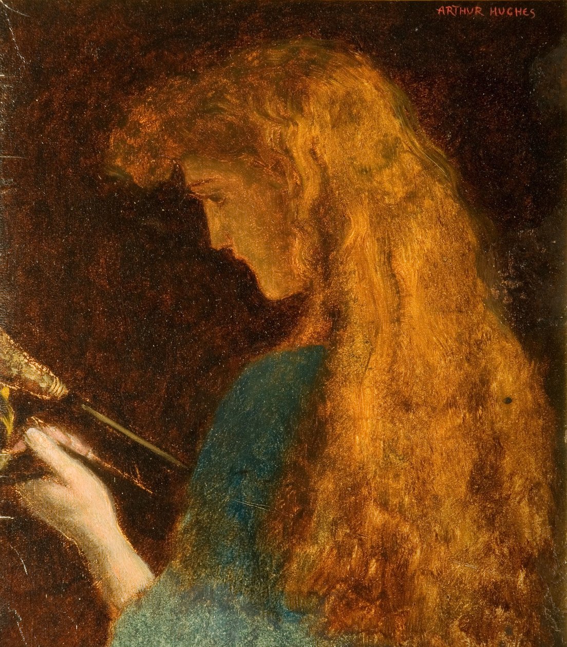 Estudio de la cabeza de una niña, 1880-1886 de Arthur Hughes