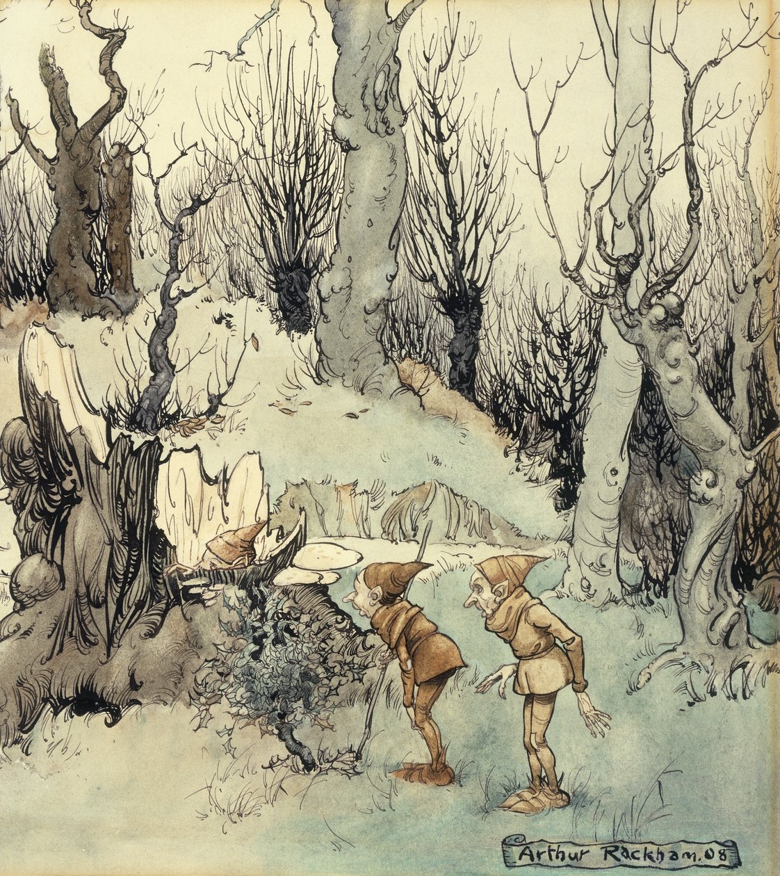 Duendes en un bosque de Arthur Rackham