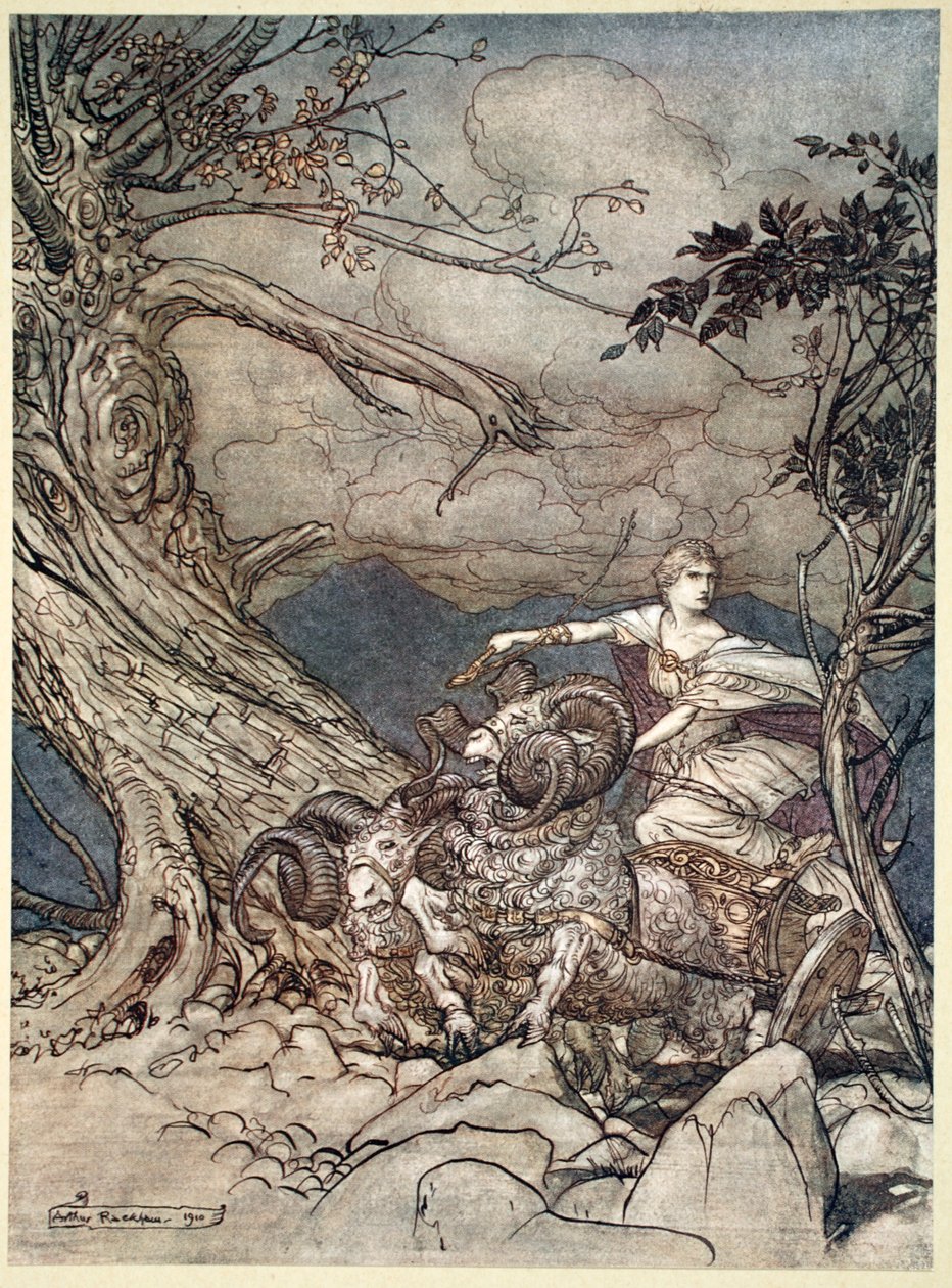 Fricka se acerca enojada, 1910 de Arthur Rackham