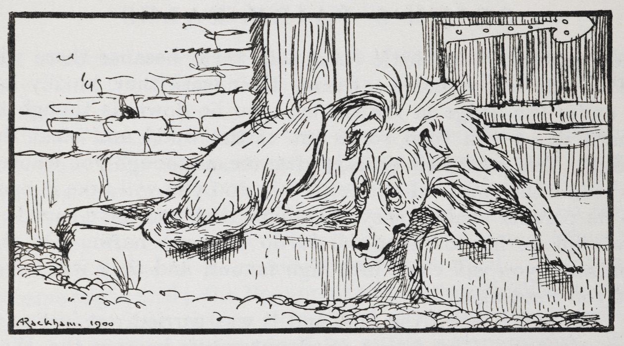 Ilustración de un perro del Viejo Sultán. de Arthur Rackham