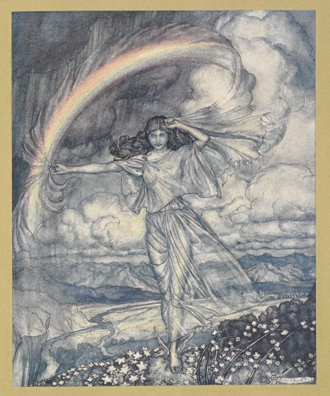 Iris allí, con arco húmedo