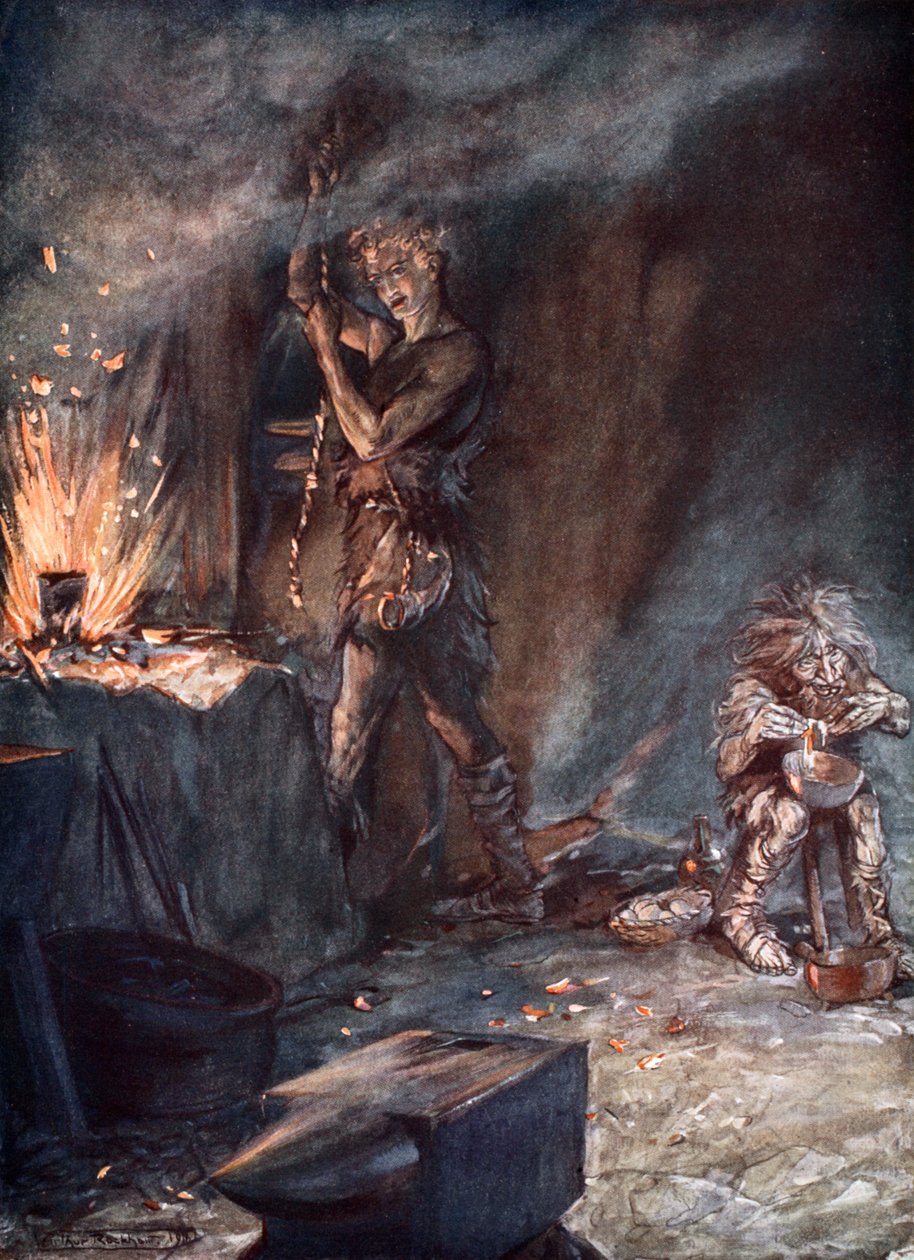 La forja de Nothung, 1924 de Arthur Rackham