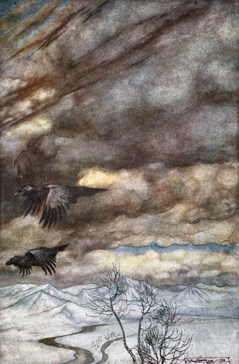 Los cuervos de Wotan de Arthur Rackham