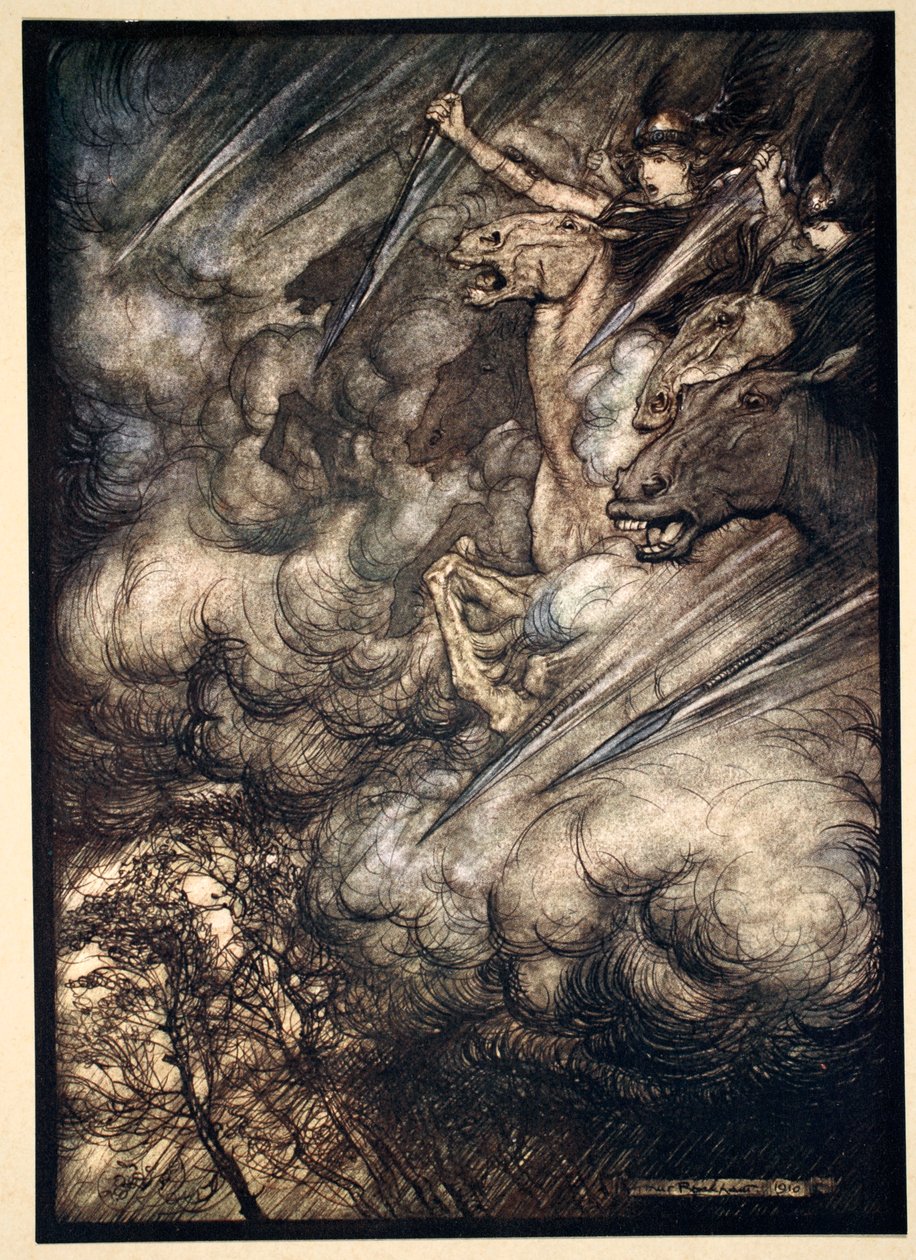 La cabalgata de las valquirias, 1910 de Arthur Rackham