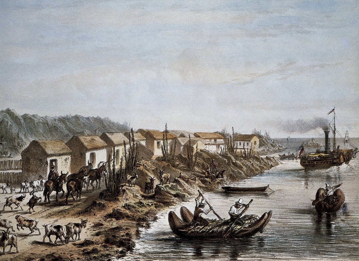 Chile (1854). Puerto de Huasco. Litografía. de Artist Unknown