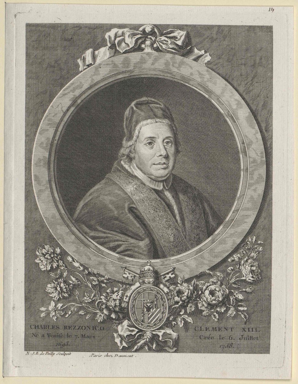 Papa Clemente XIII (impresión) de Artist Unknown