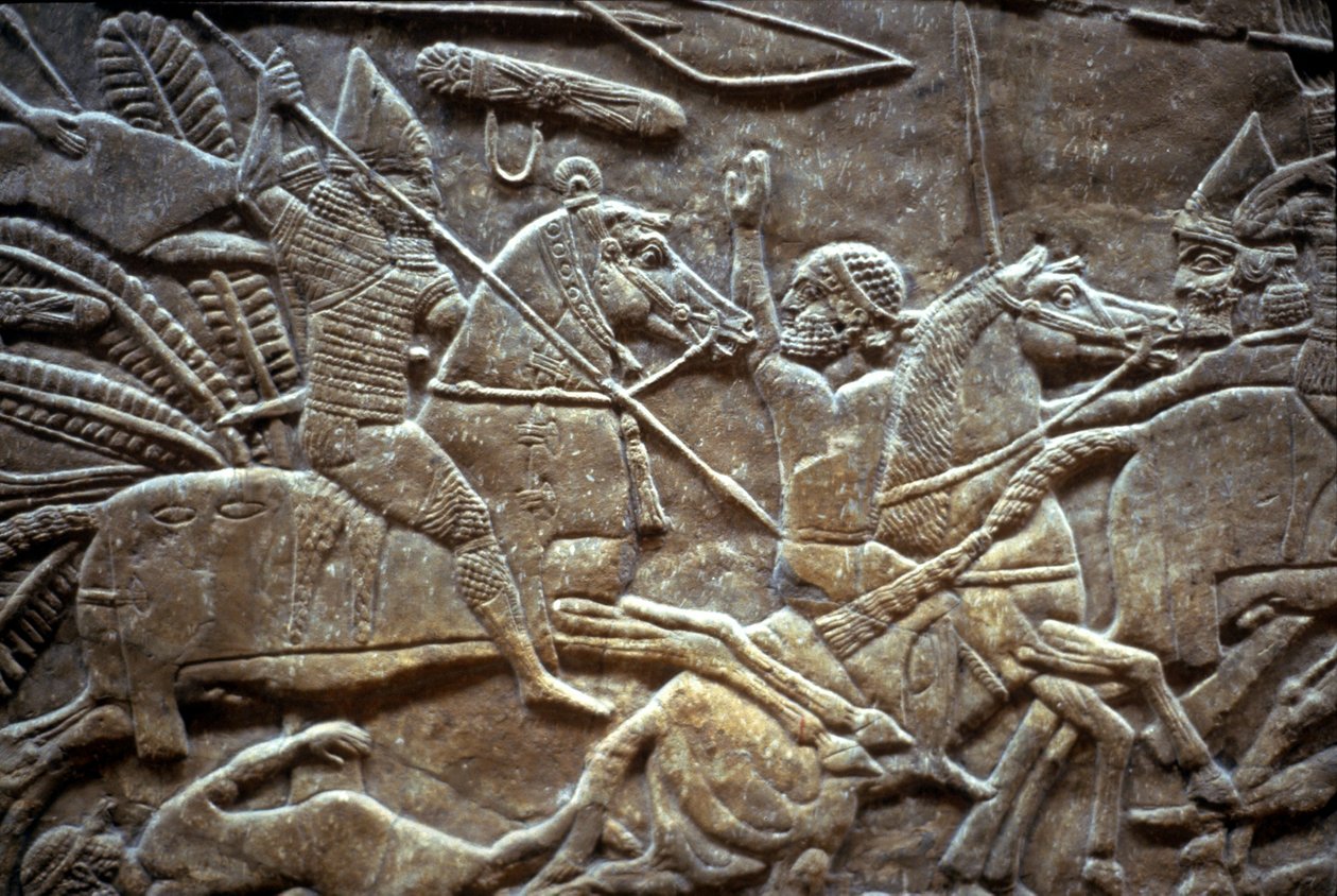 Asurbanipal en la Batalla de Til-Tuba, 650-620 a.C. de Assyrian