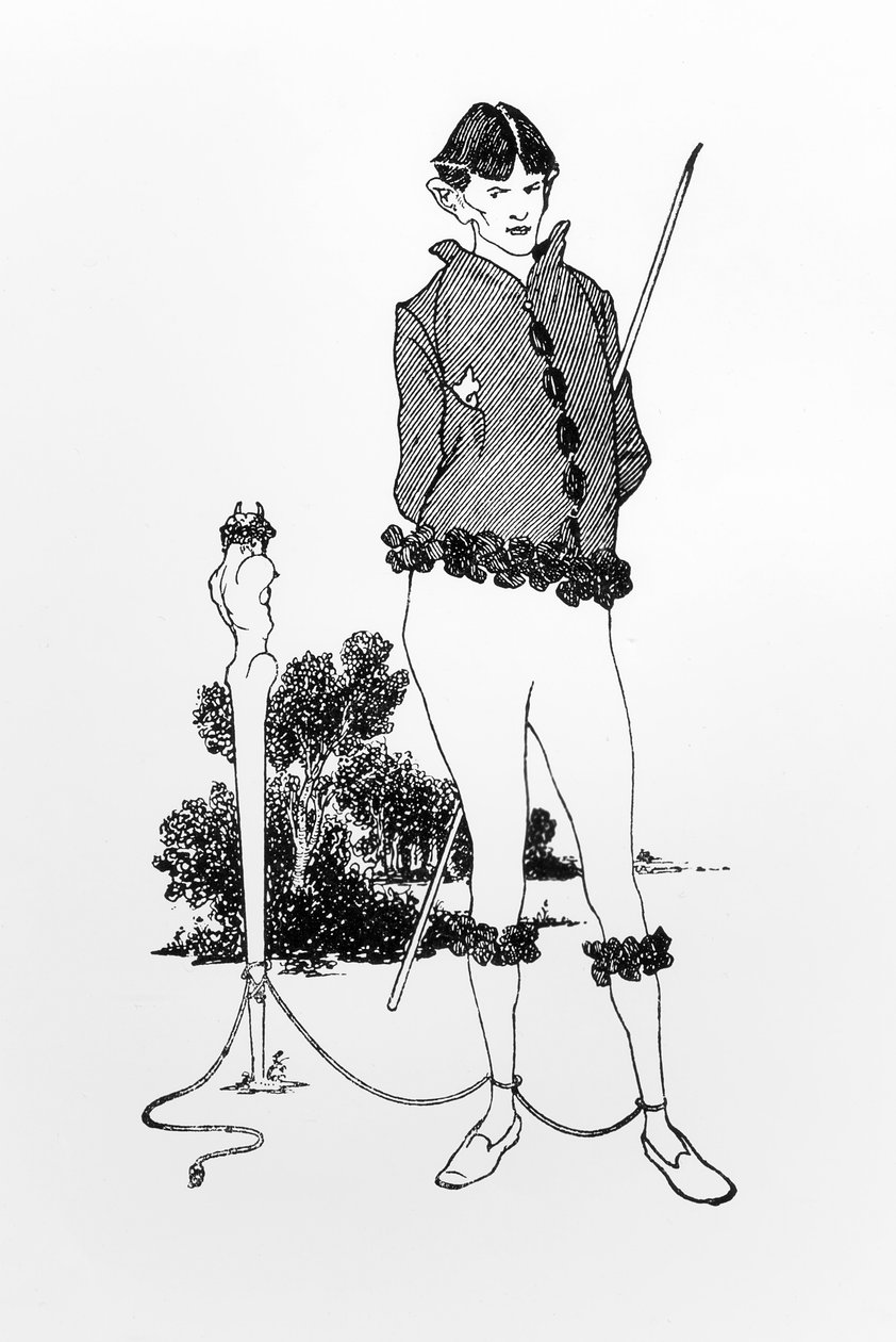 Autorretrato atado a un herma de Aubrey Beardsley