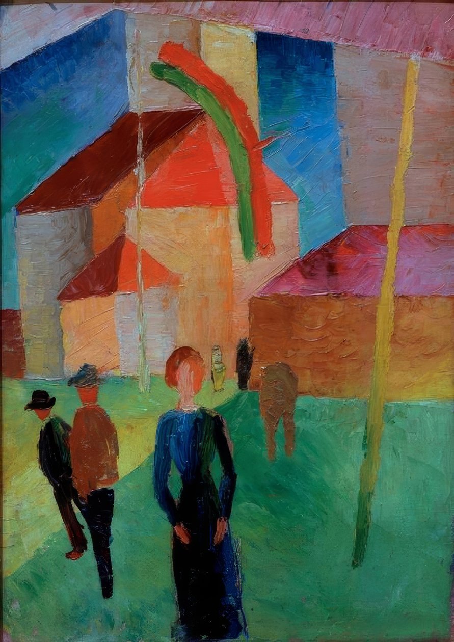 Iglesia con banderas de August Macke